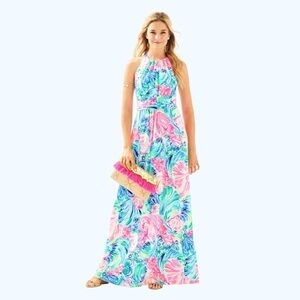 NWOT Lilly Pulitzer Preppy Martina Maxi Beach Print Dress, size Small